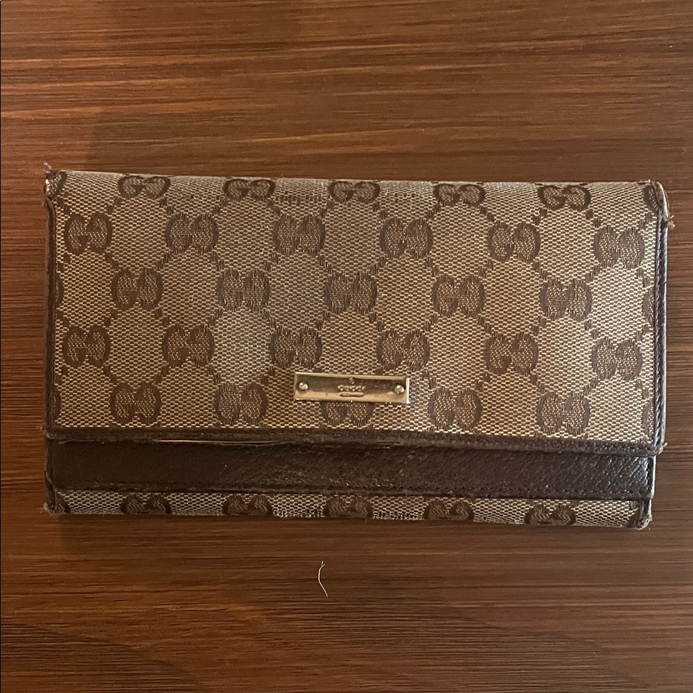 Gucci Beige and Brown Monogram Wallet